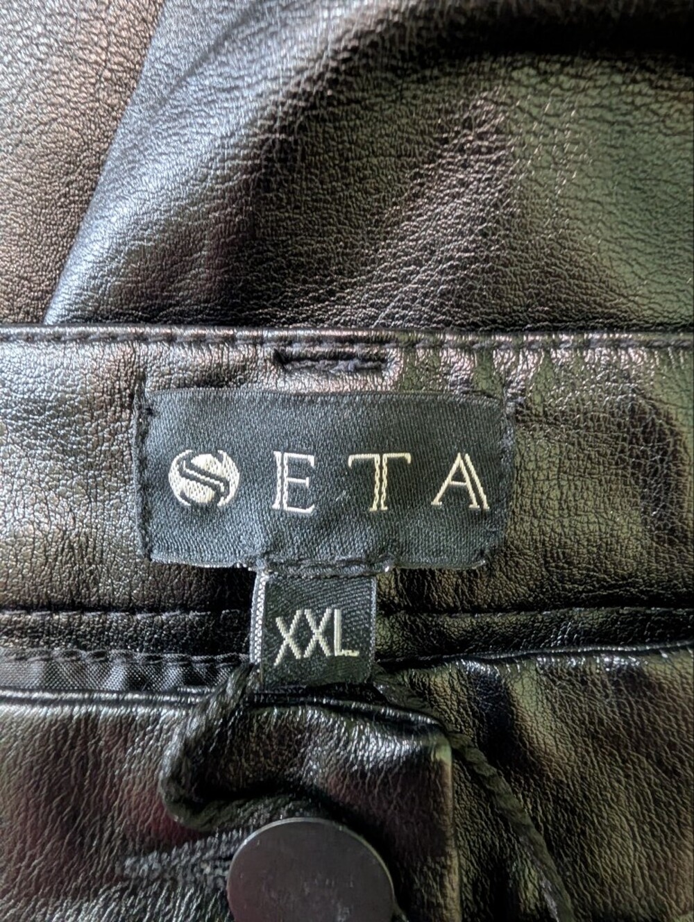 NWT SETA Apparel XXL Black Faux Leather Baggy Cropped Pants - Picture 6 of 9